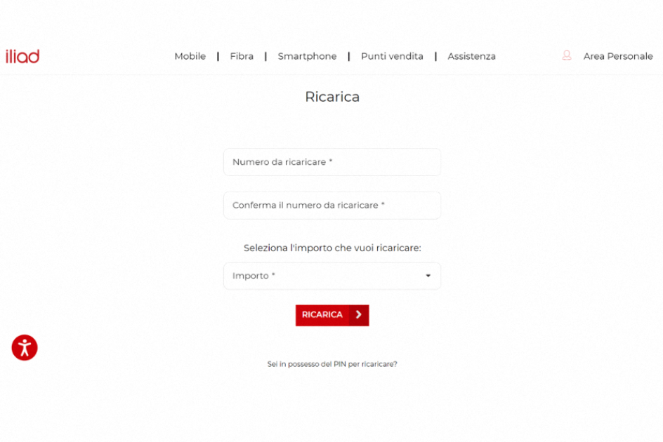 Ricarica Iliad online